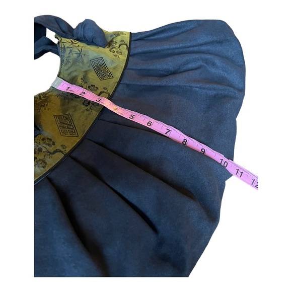 Red Blossom Chartreuse Green Silk Jacquard and Black Old Shanghai Shoulder Bag - Picture 12 of 13